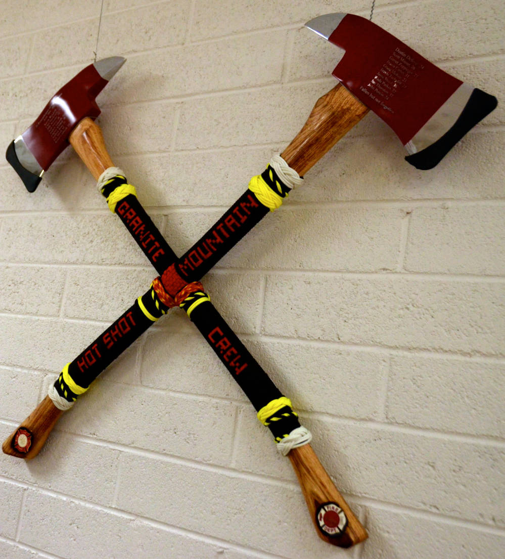 Double Fire Axes Engraved and Entwined in Paracord